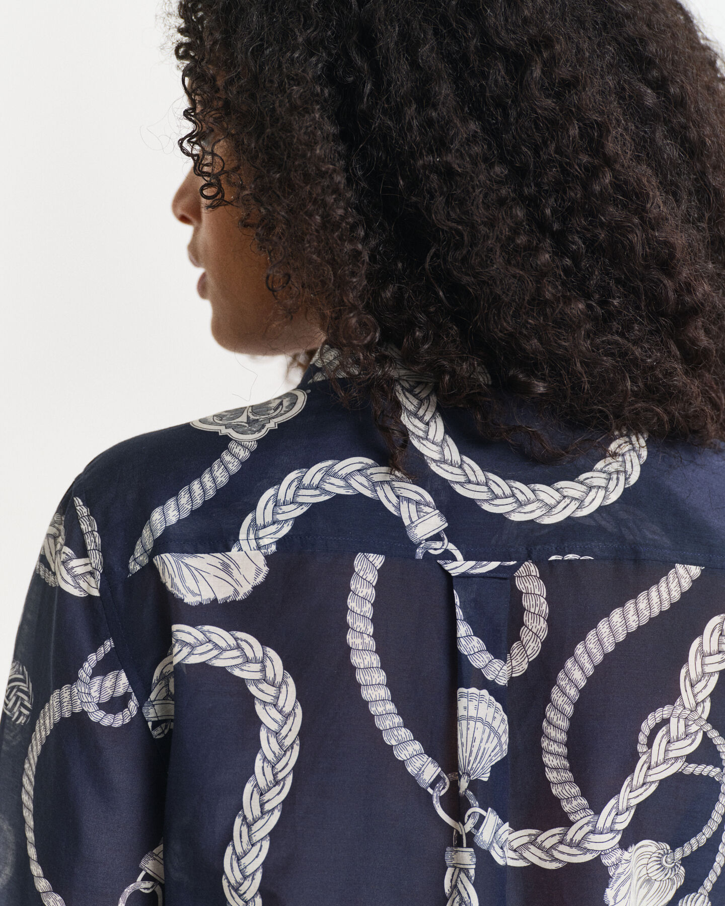 Camicia in seta e cotone con stampa Sailing regular fit