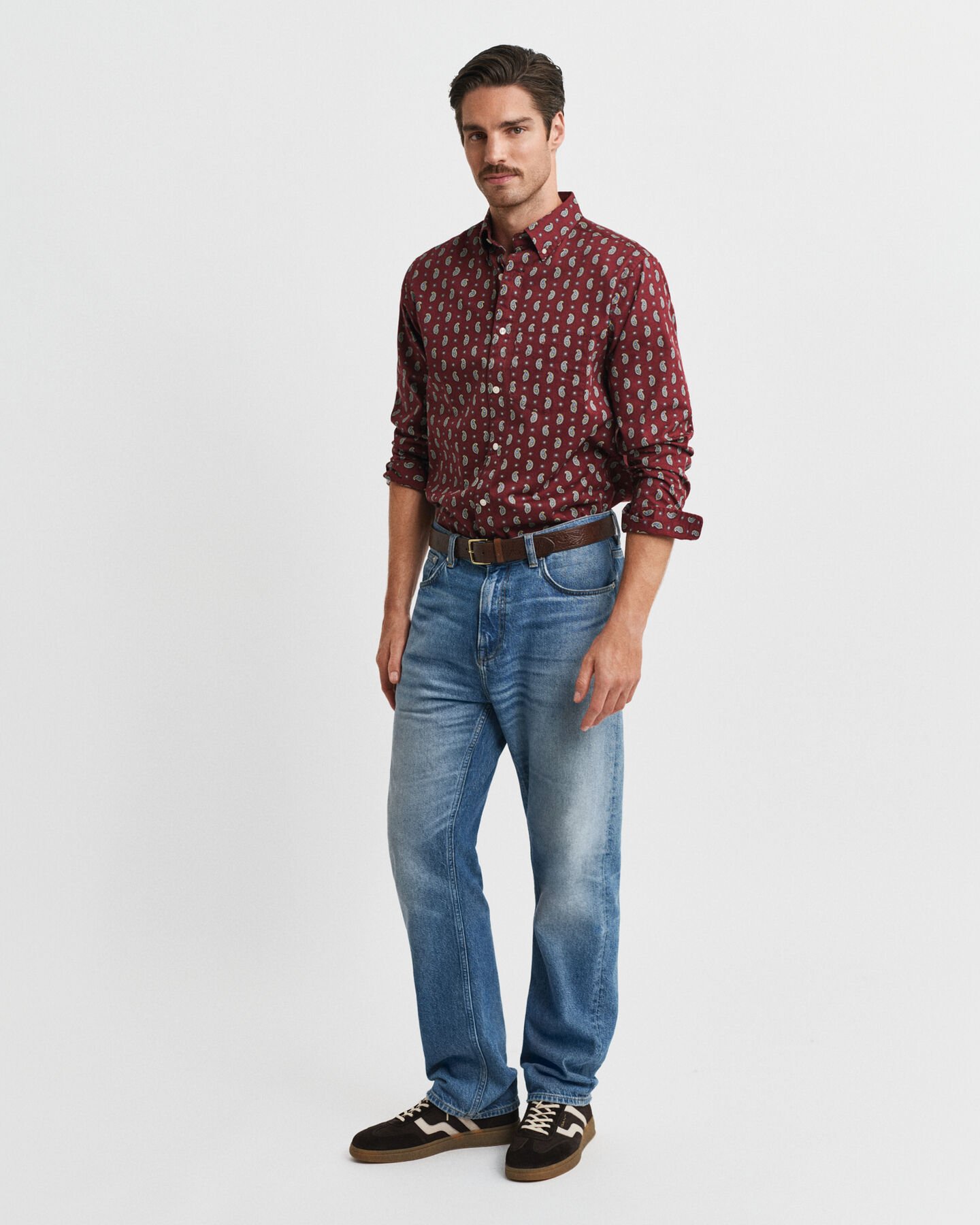 Camicia in twill con stampa di motivo cachemire regular fit