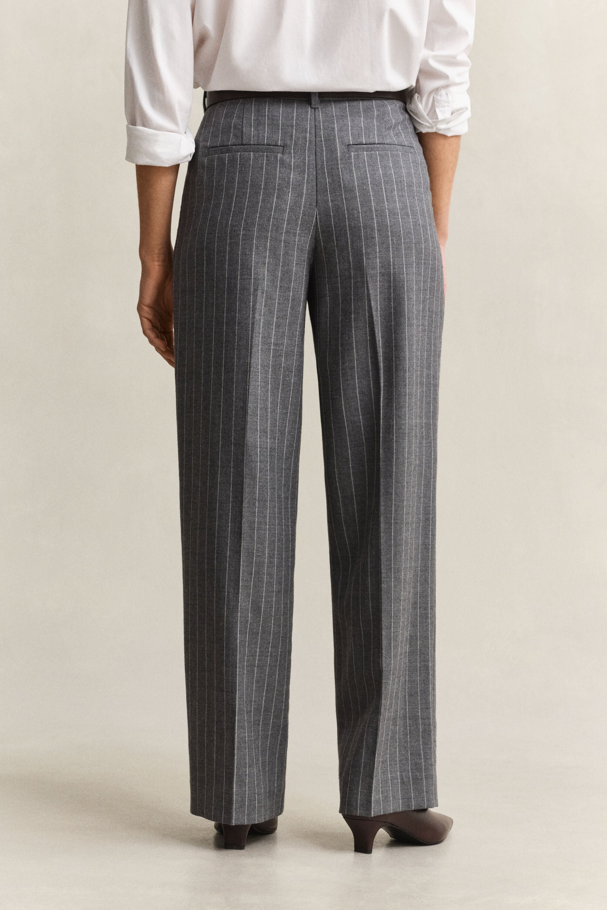 Pantaloni gessati in lana a righe