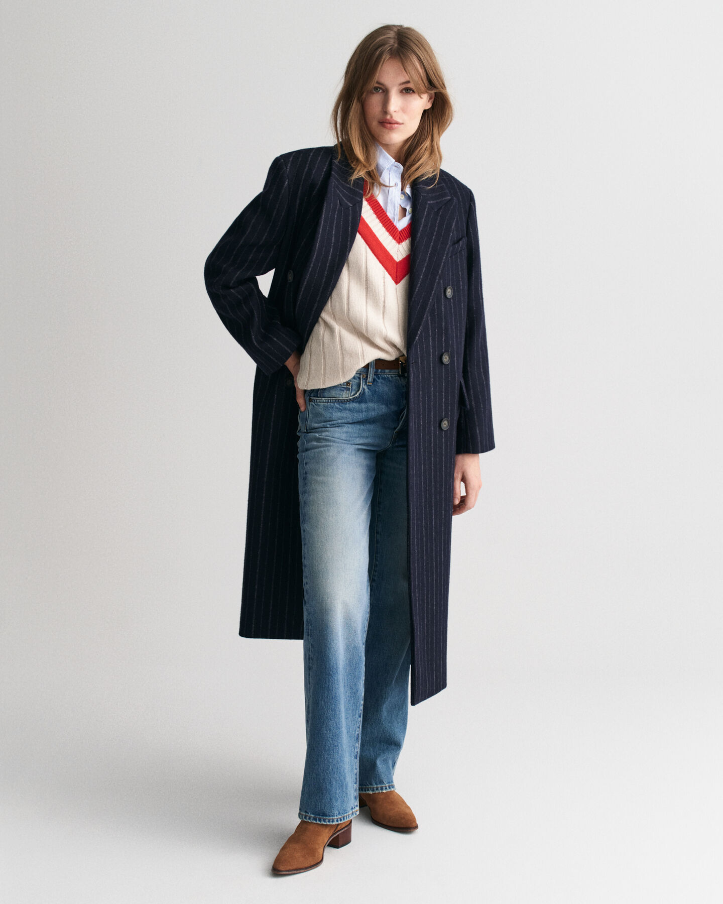 Gilet con scollo a V a contrasto