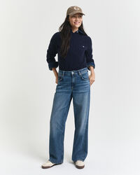 Maglia girocollo a trecce in lana d’agnello