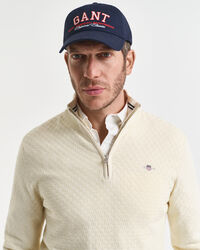 Maglia micro testurizzata con zip corta