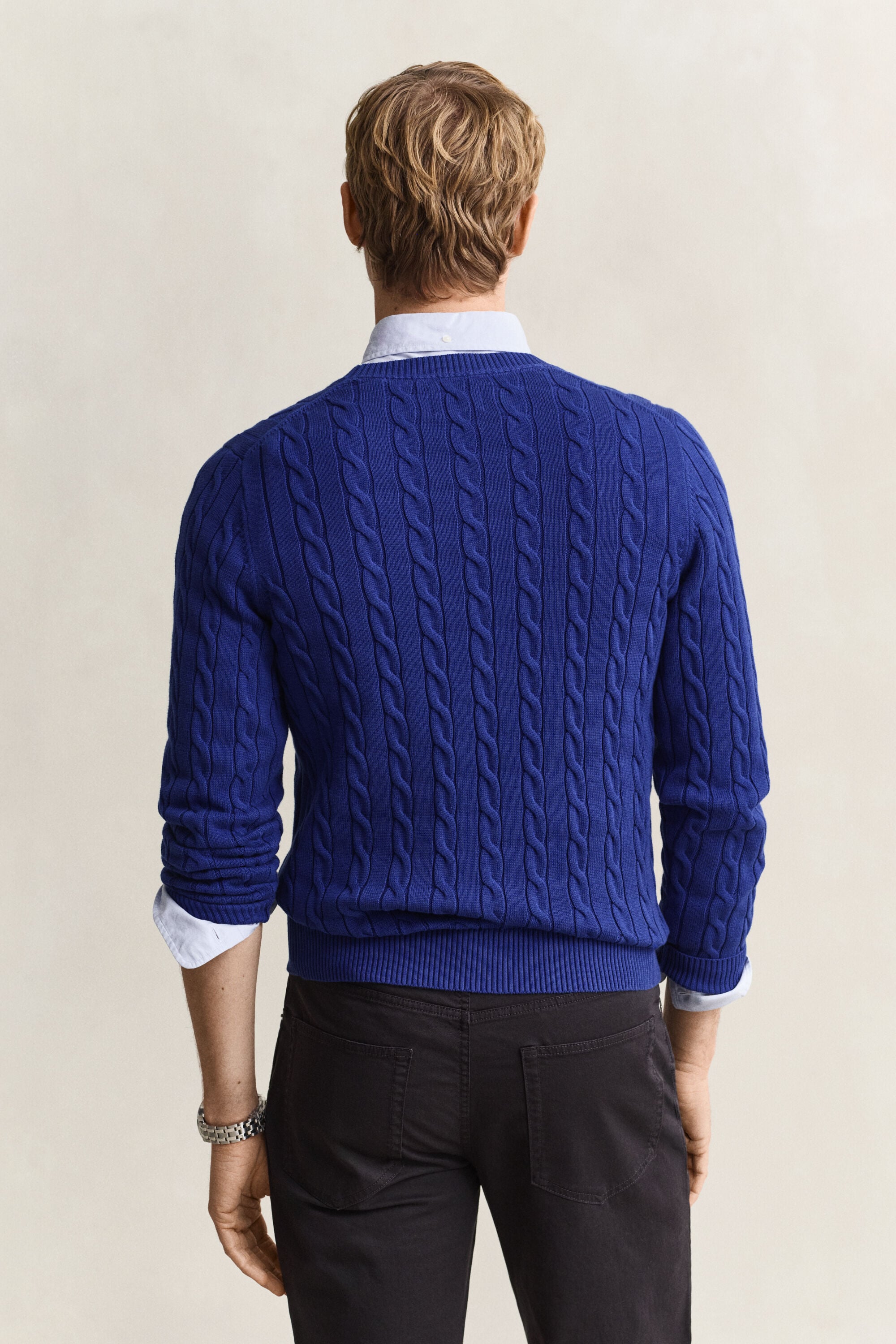Maglia girocollo in cotone a trecce