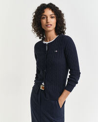Cardigan in maglia di cotone elasticizzato a trecce