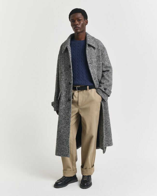 Maglia girocollo in cotone a trecce