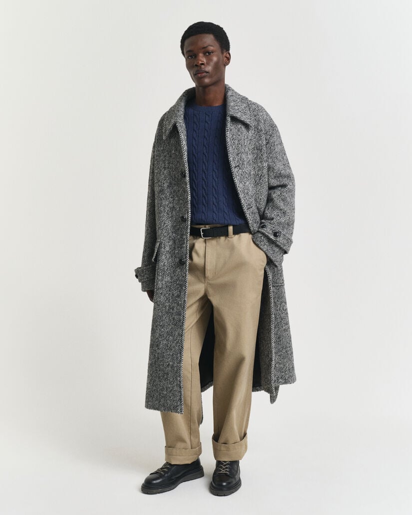 Maglia girocollo in cotone a trecce