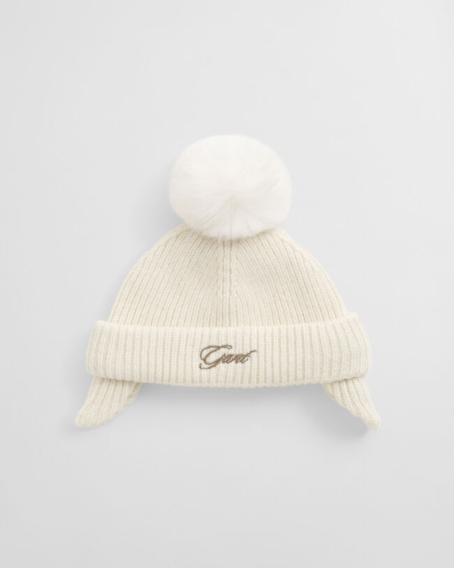 Berretto con pompon e paraorecchie Baby