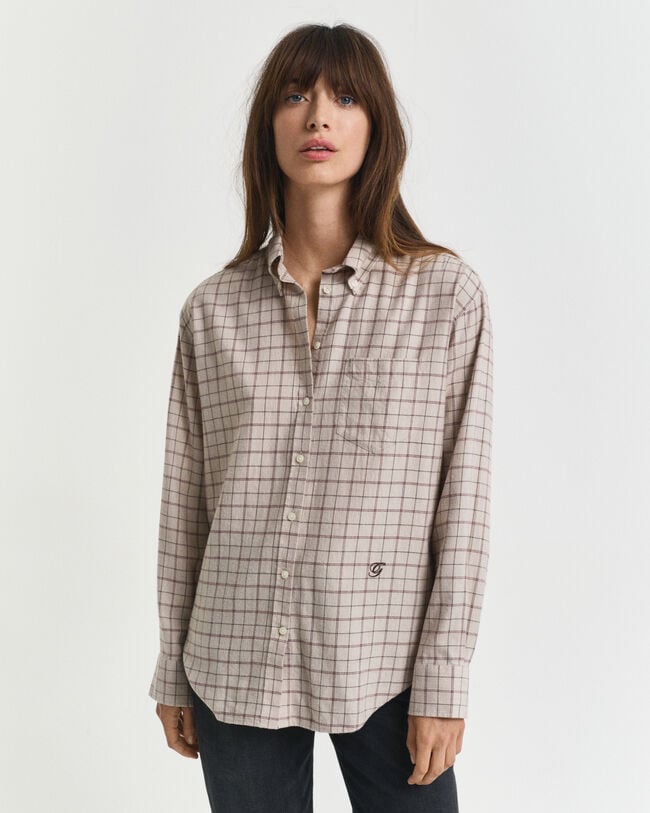 Camicia in flanella spazzolata a quadri relaxed fit