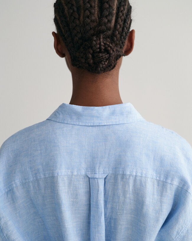 Abito chemisier in lino a maniche corte