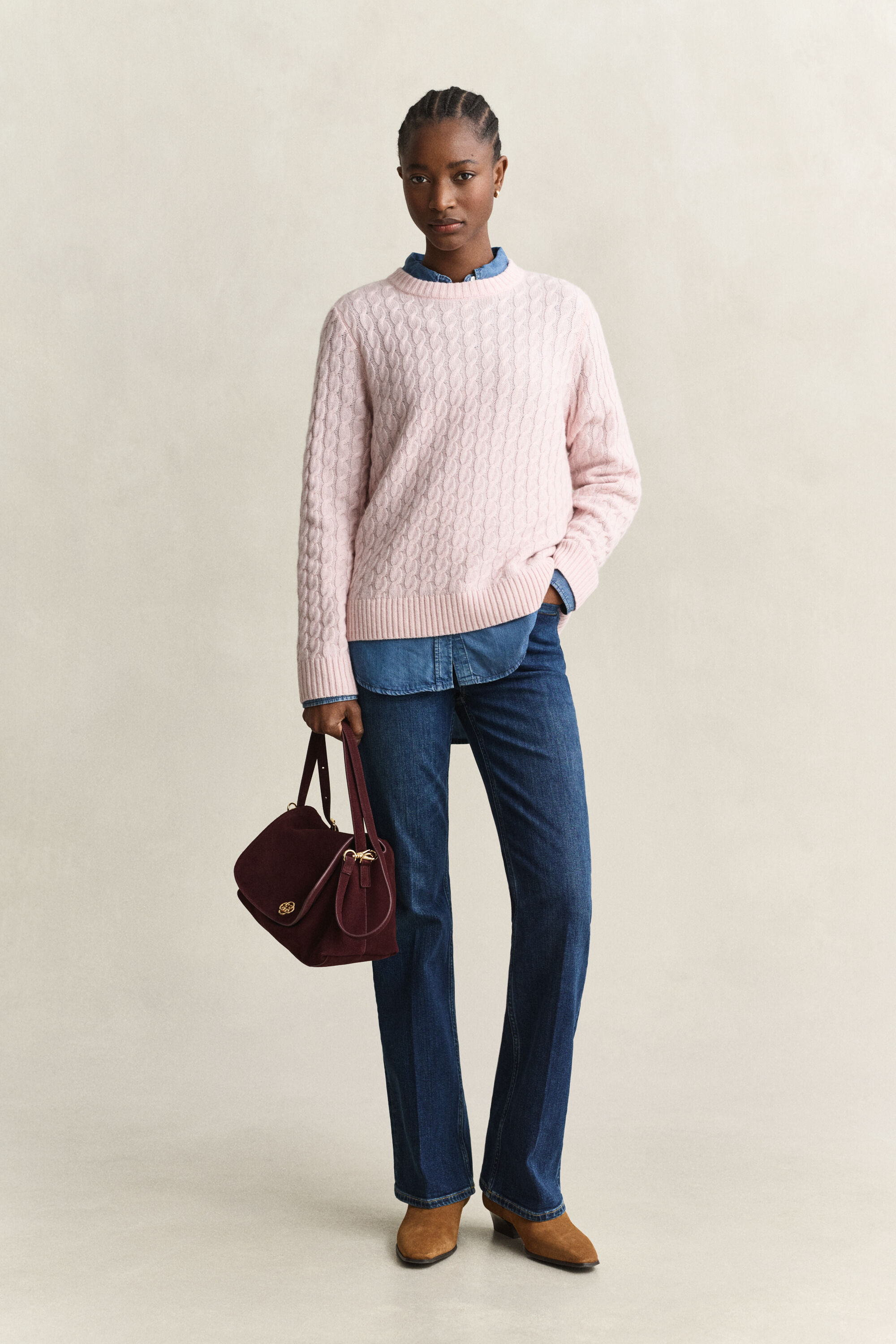 Maglia a trecce in cashmere