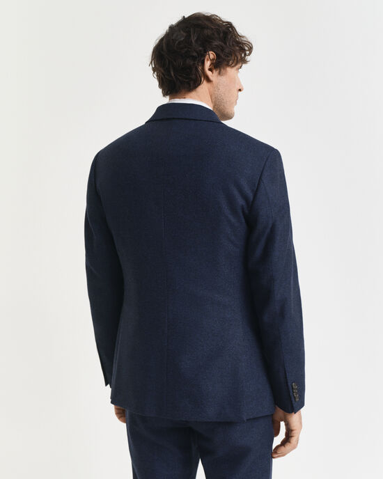 Giacca da abito con motivo a spina di pesce in flanella slim fit