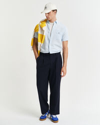 Camicia a maniche corte in misto cotone-lino regular fit