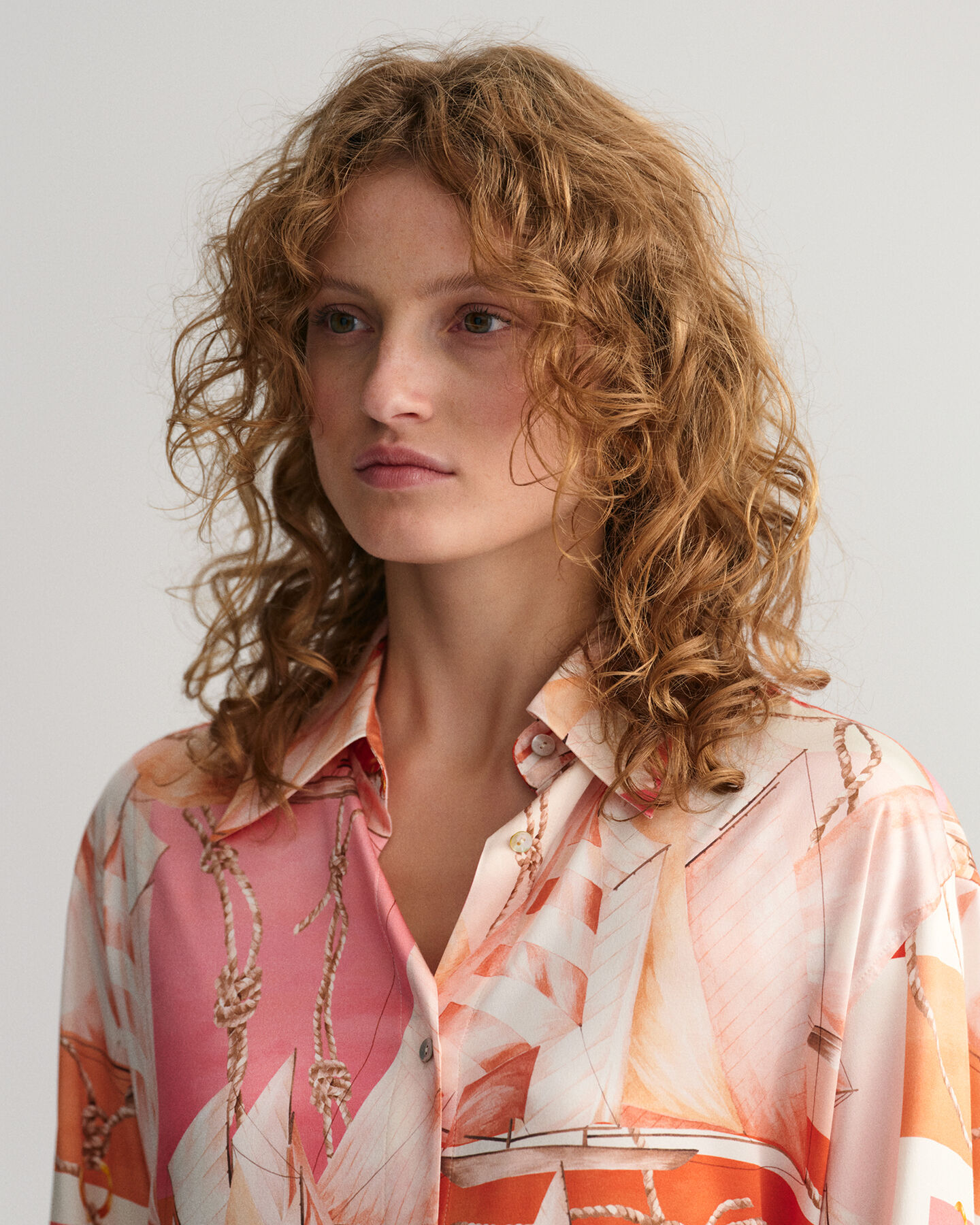 Camicia di seta con stampa Sailing relaxed fit