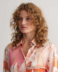 Camicia di seta con stampa Sailing relaxed fit
