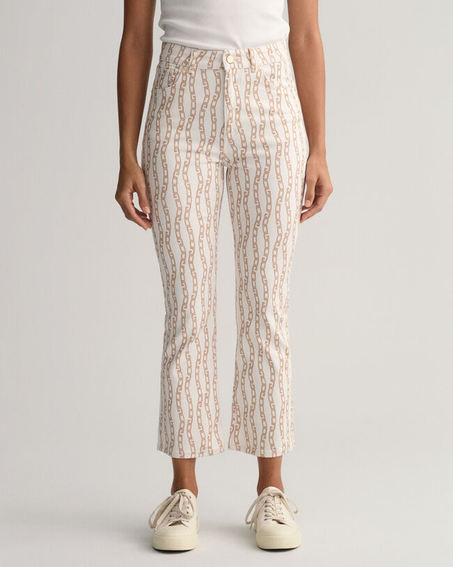 Jeans alla caviglia con stampa a catena