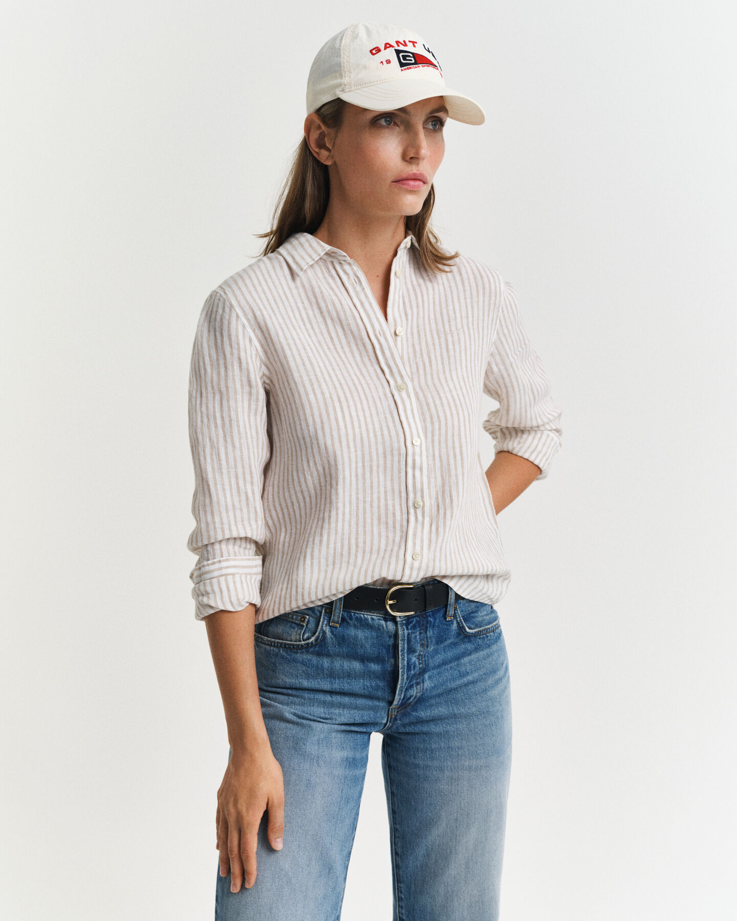 Camicia di lino a righe regular fit