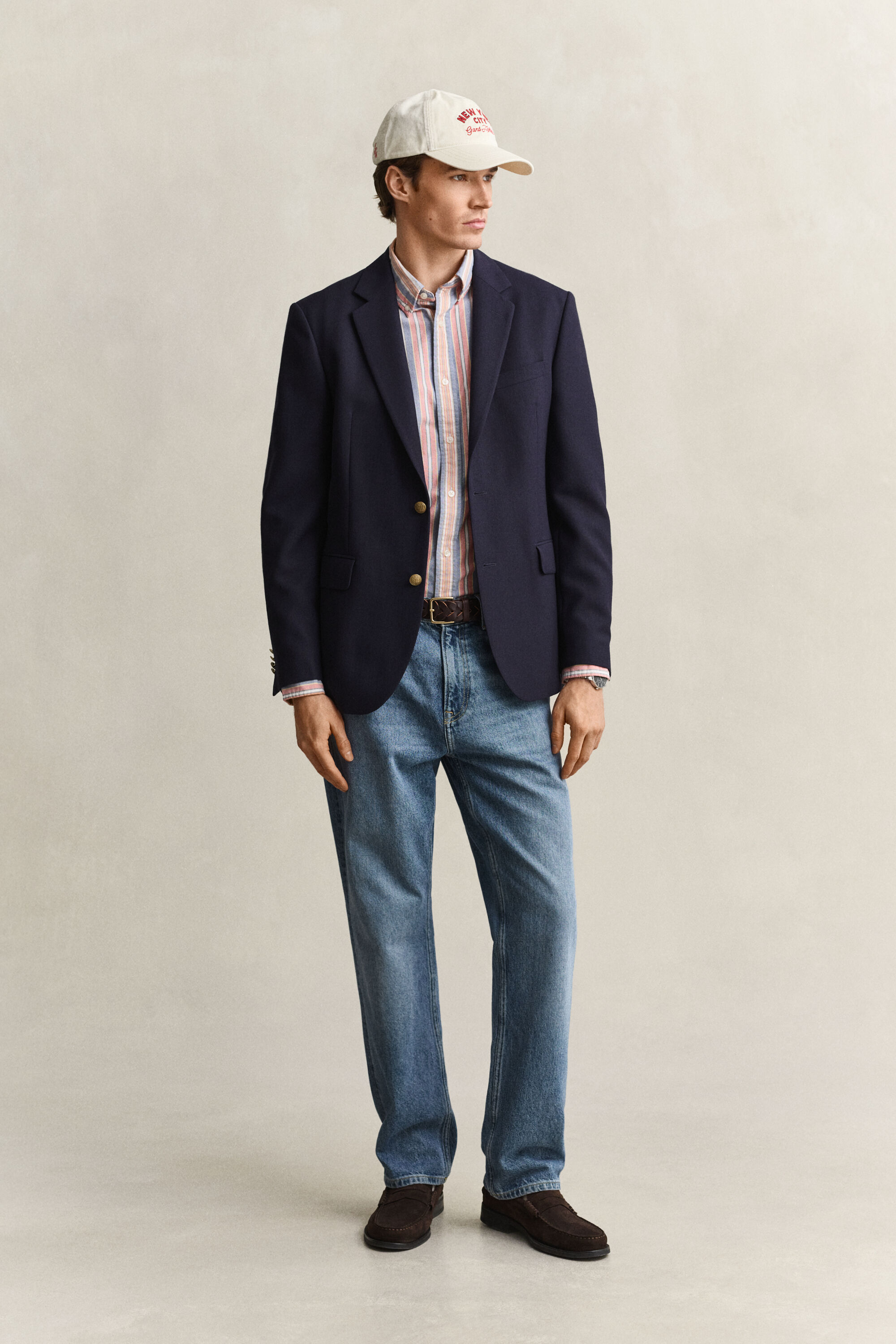 Camicia Oxford classica a righe multicolore