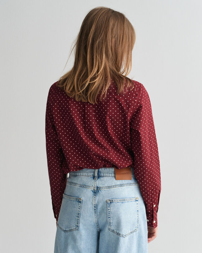 Camicia in voile di cotone con stampa a pois regular fit