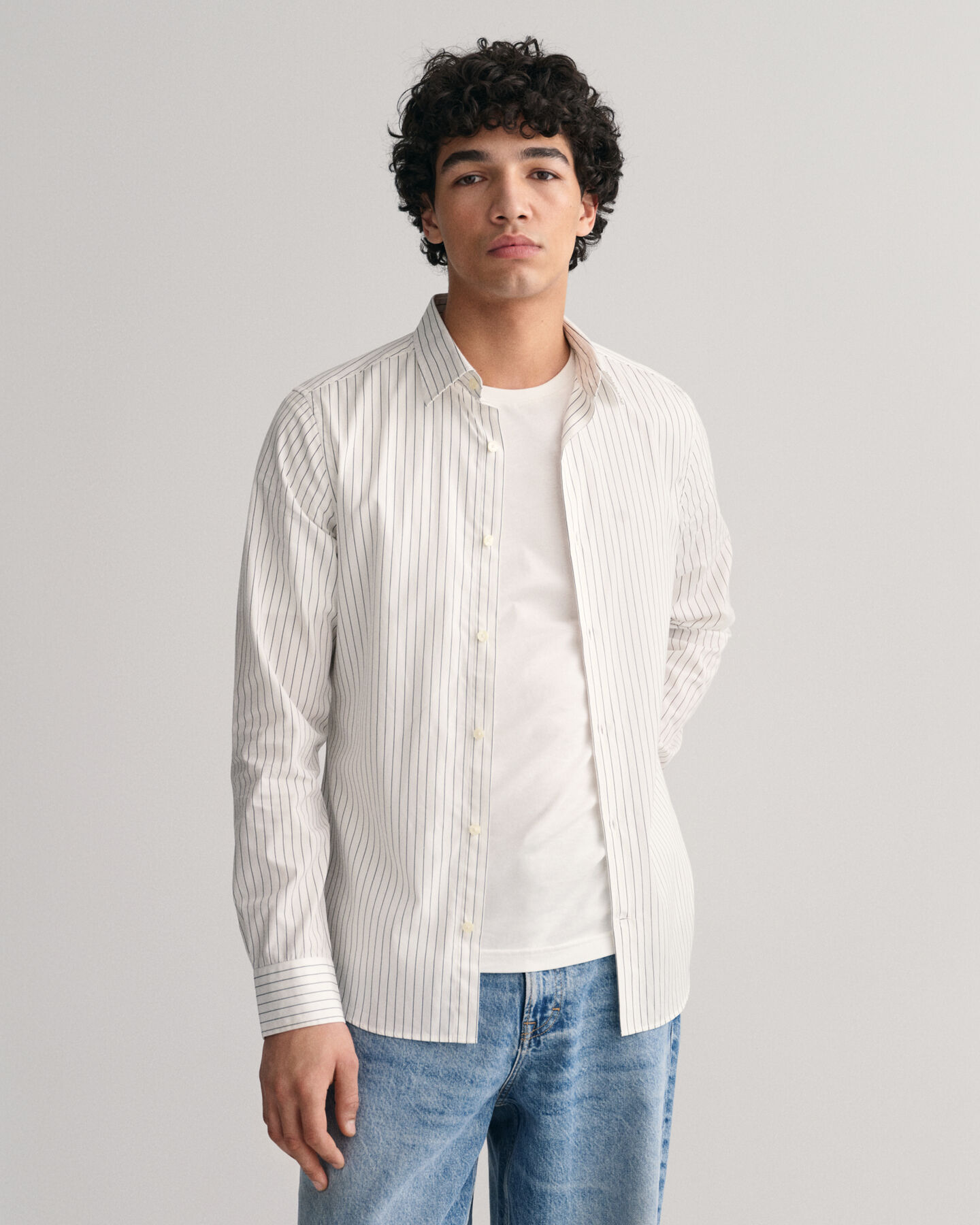 Camicia formale gessata slim fit