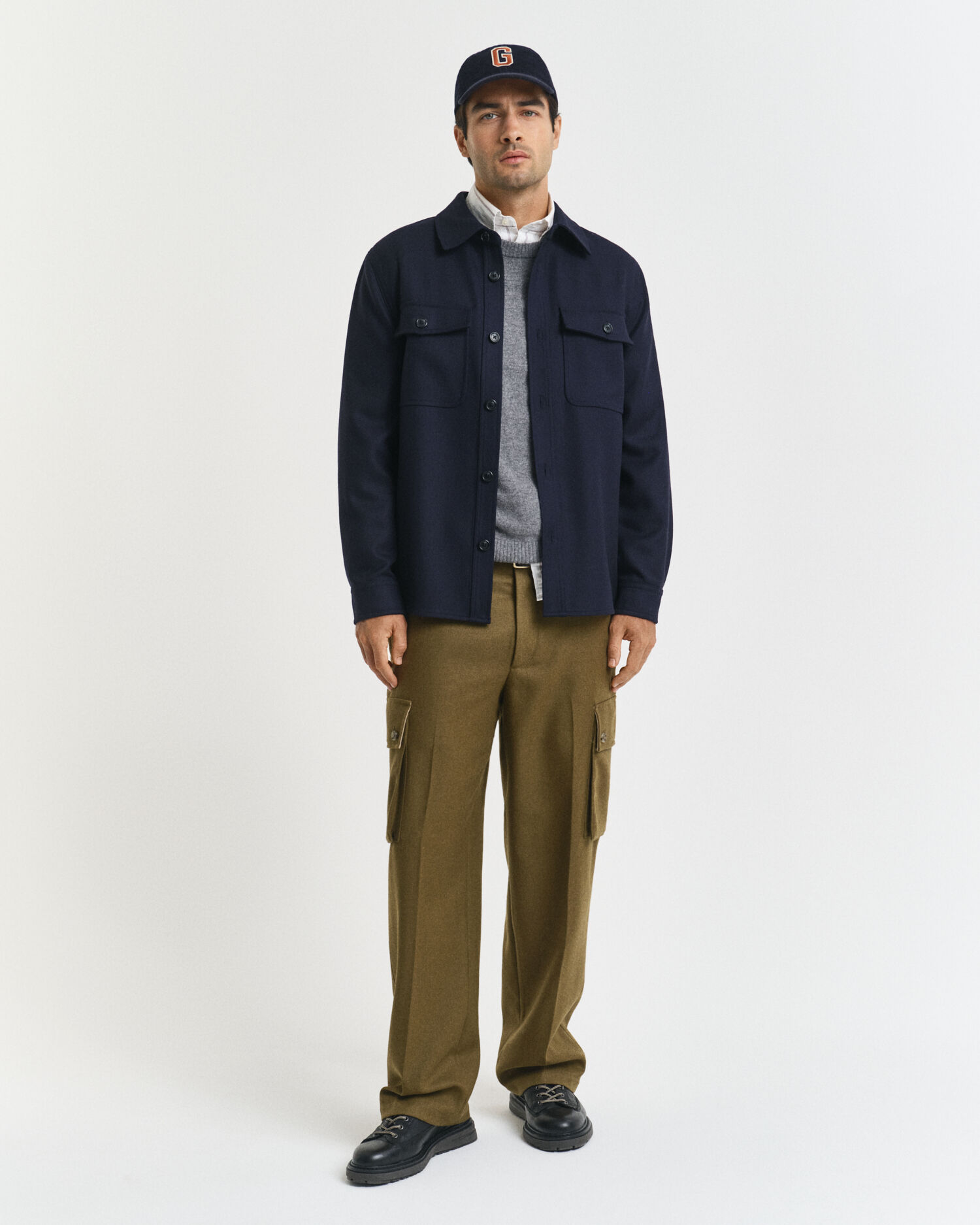 Pantaloni cargo in misto lana relaxed fit