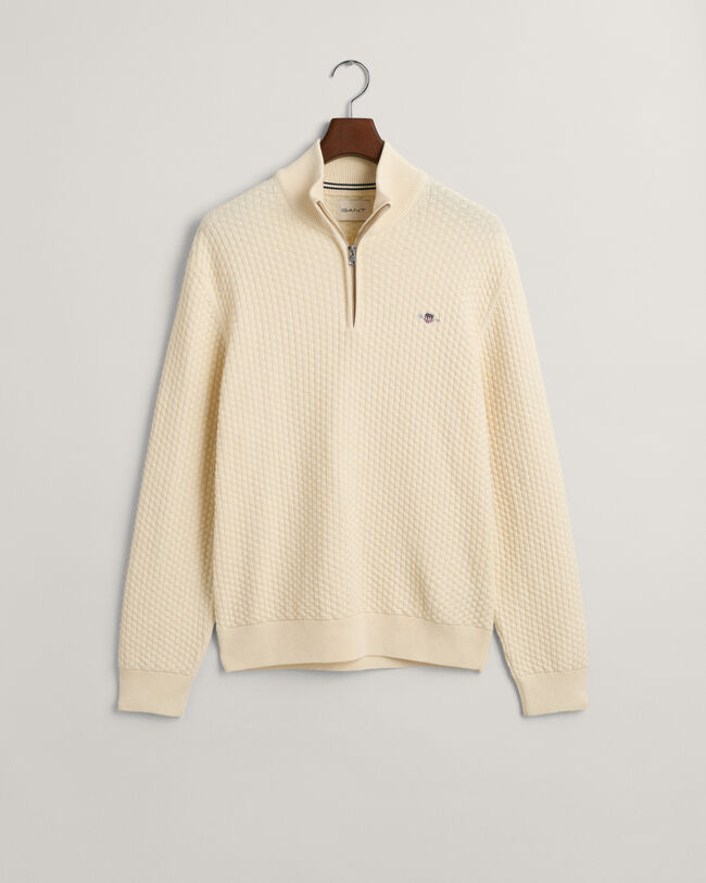 Maglia in cotone testurizzato con zip corta