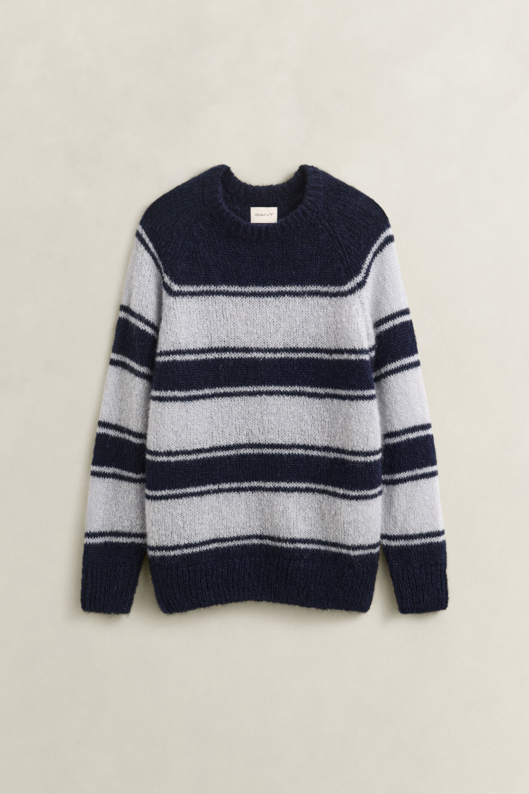 Maglia girocollo a righe in misto mohair