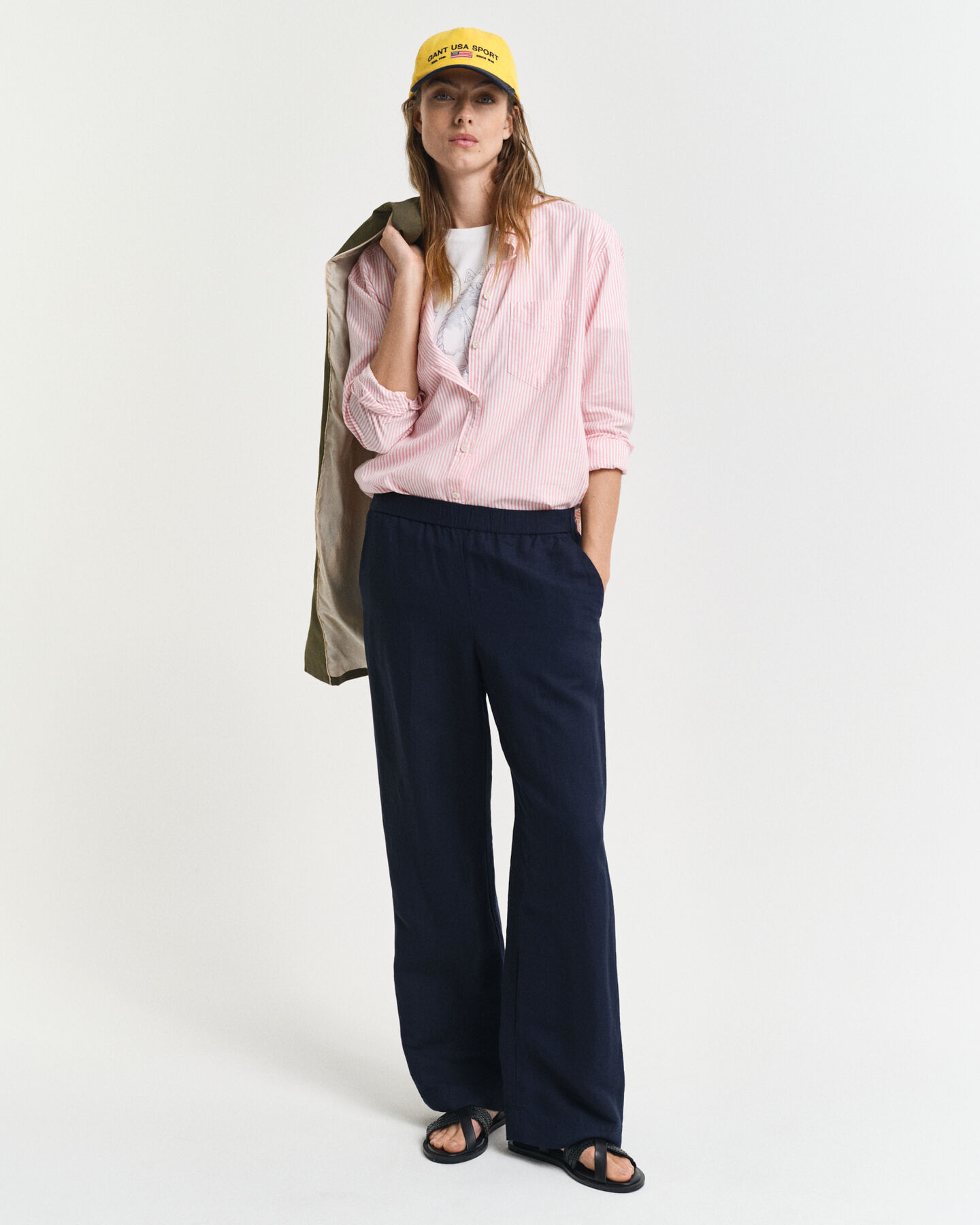 Pantaloni Pull-on in misto lino relaxed fit