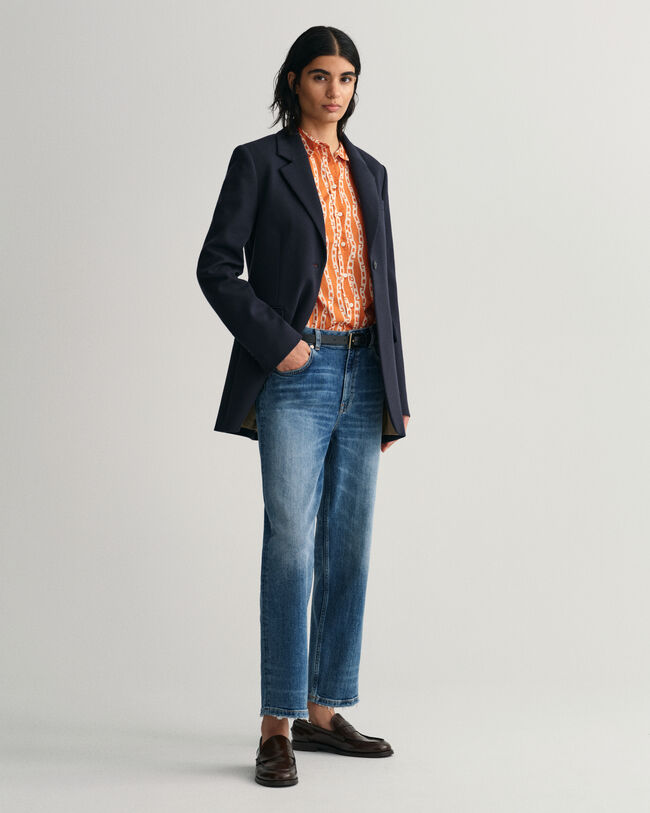 Camicia in voile di cotone con stampa a catena regular fit