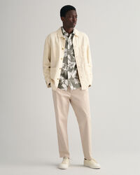 Camicia in lino-cotone con stampa di girasoli regular fit