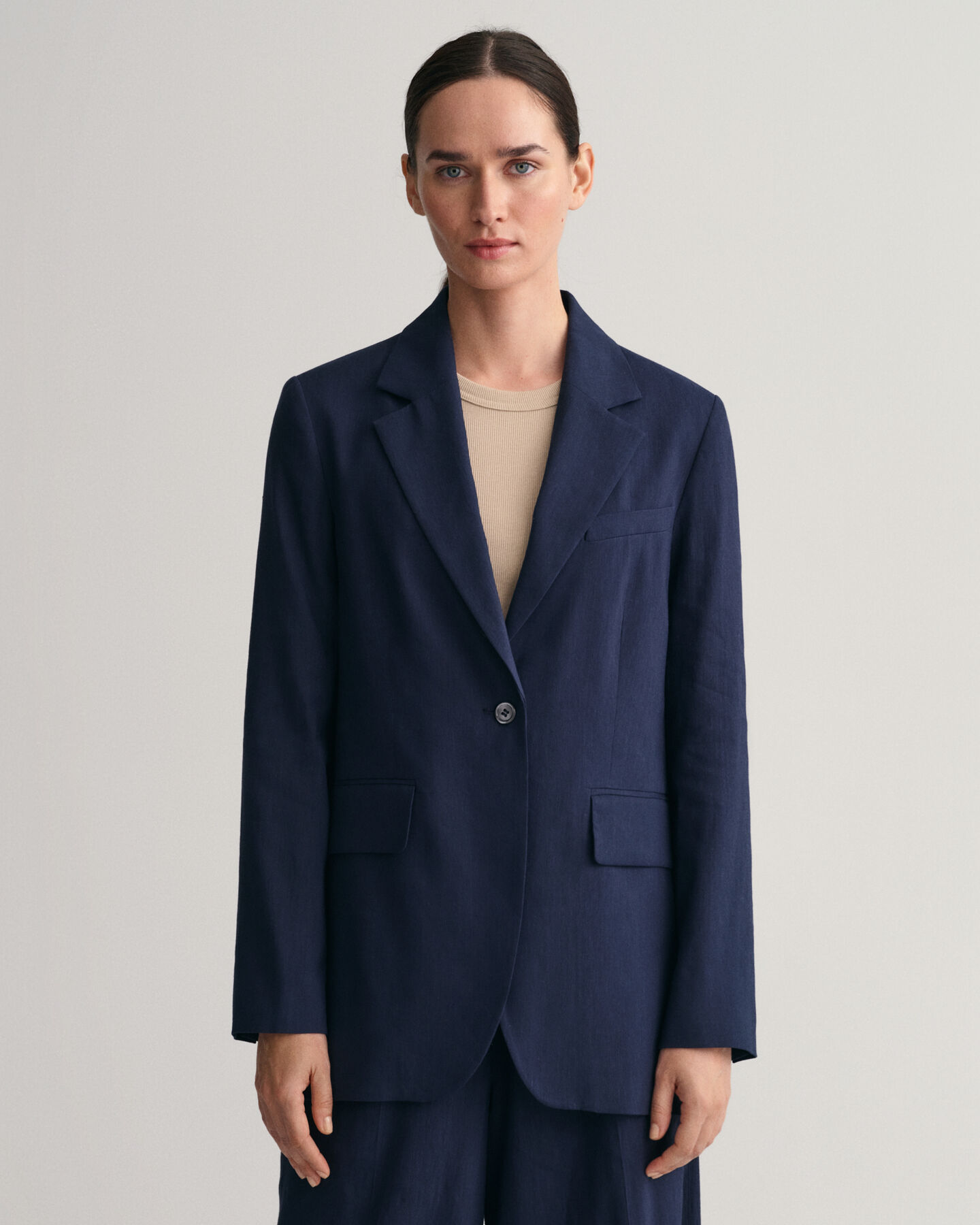 Blazer di lino elasticizzato regular fit