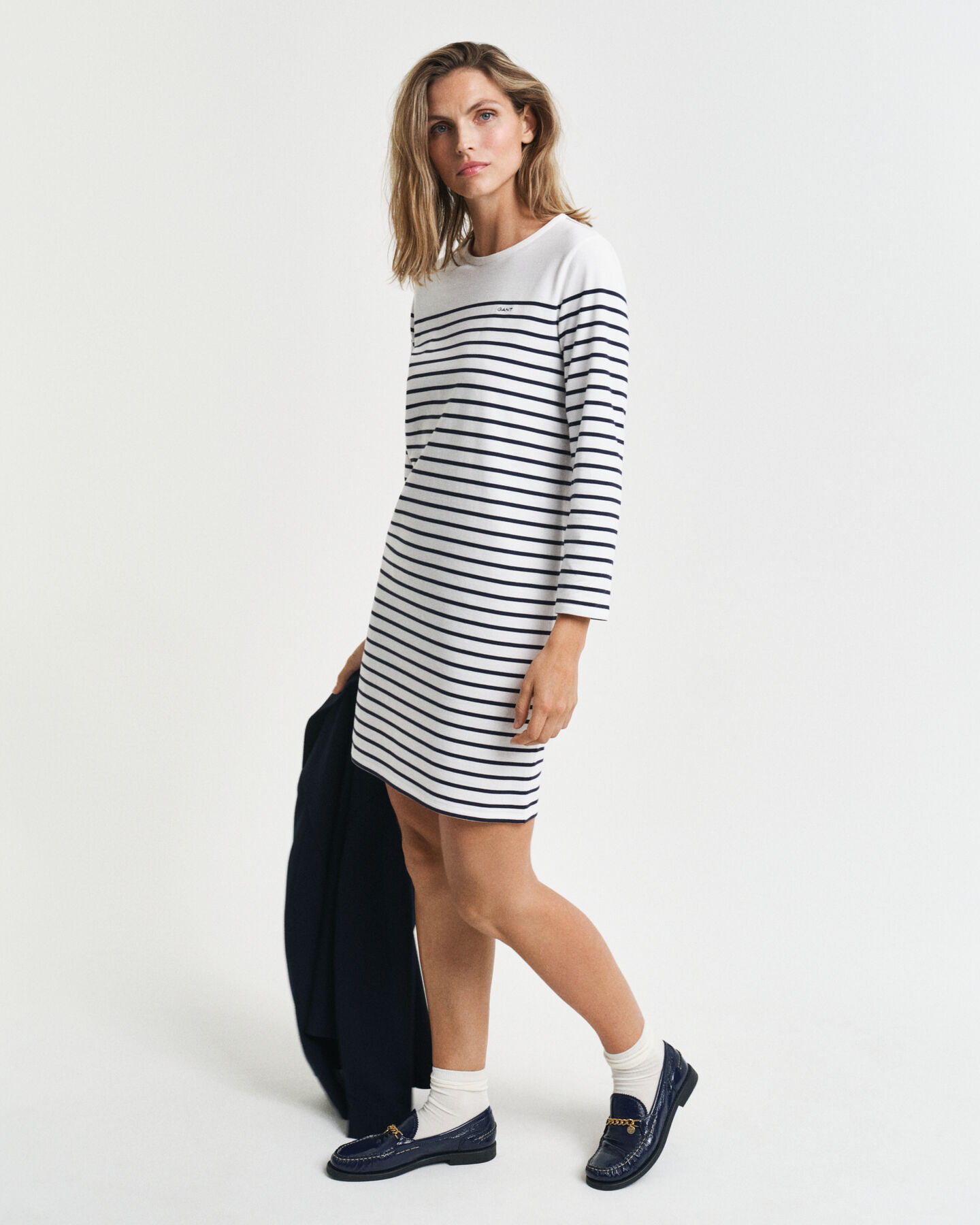 Abito girocollo a righe Breton