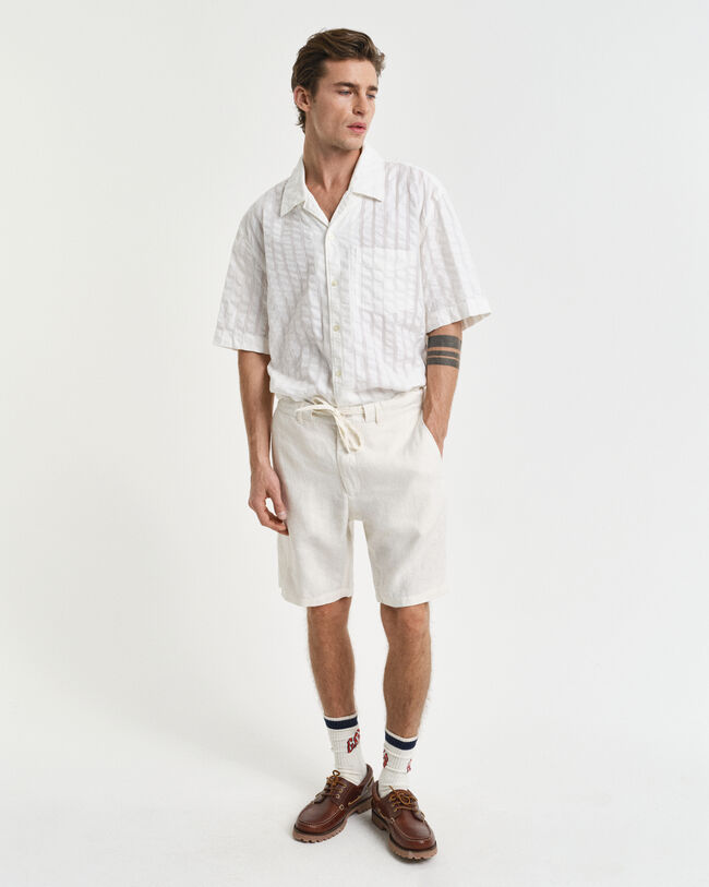 Pantaloncini con coulisse in lino relaxed fit