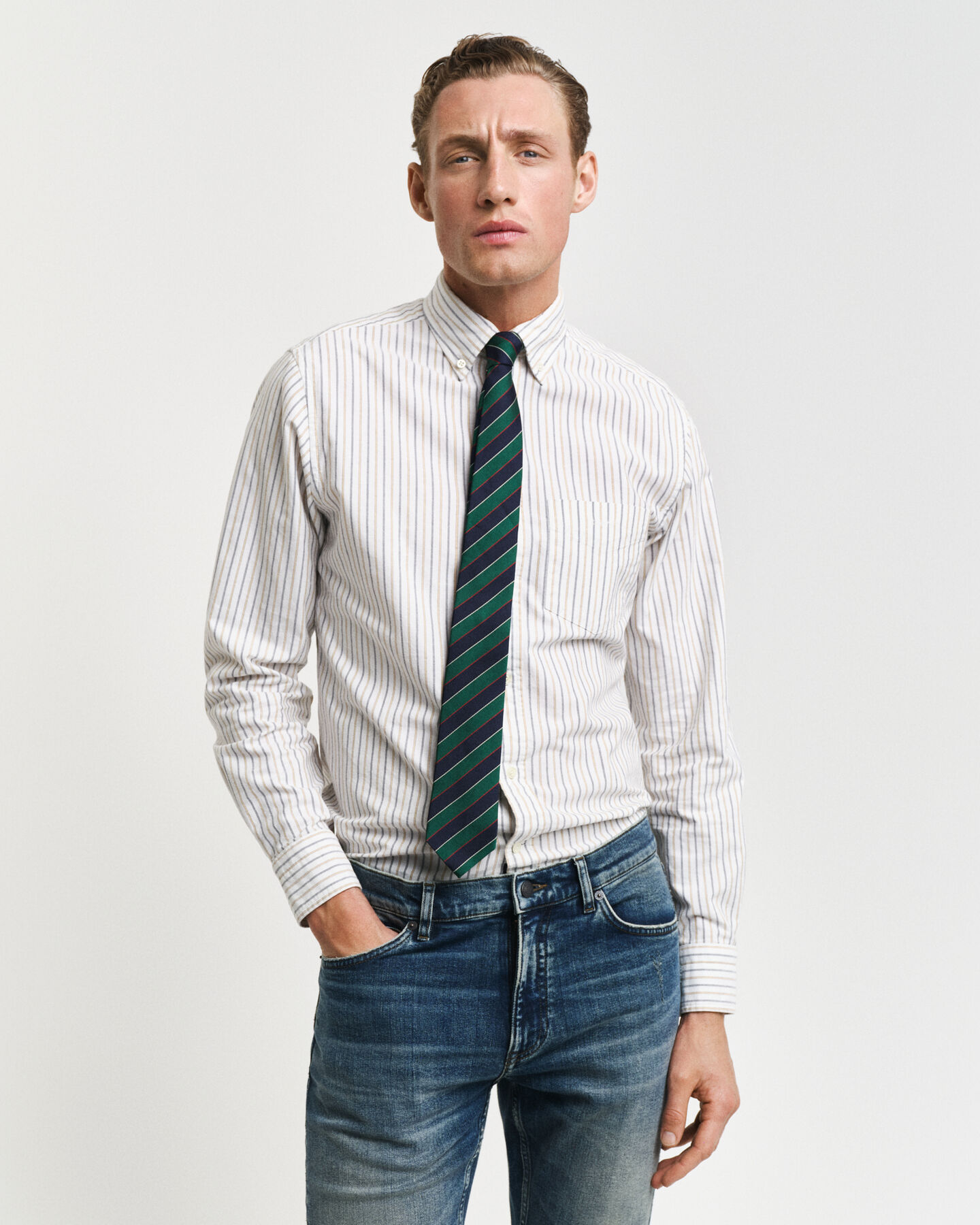Camicia Oxford classica a righe regular fit