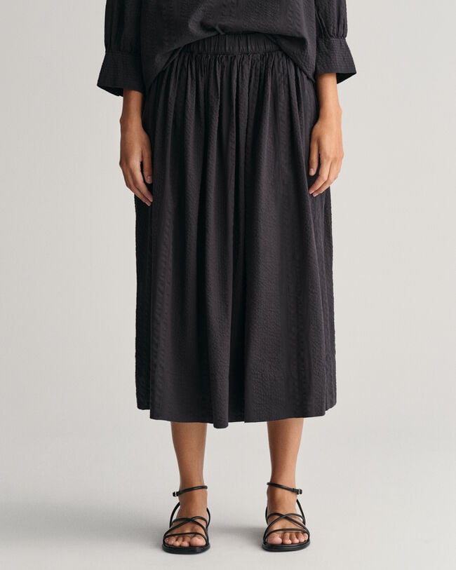 Gonna pull-on a righe Seersucker