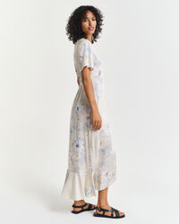 Abito a portafoglio maniche corte con volant e stampa floreale