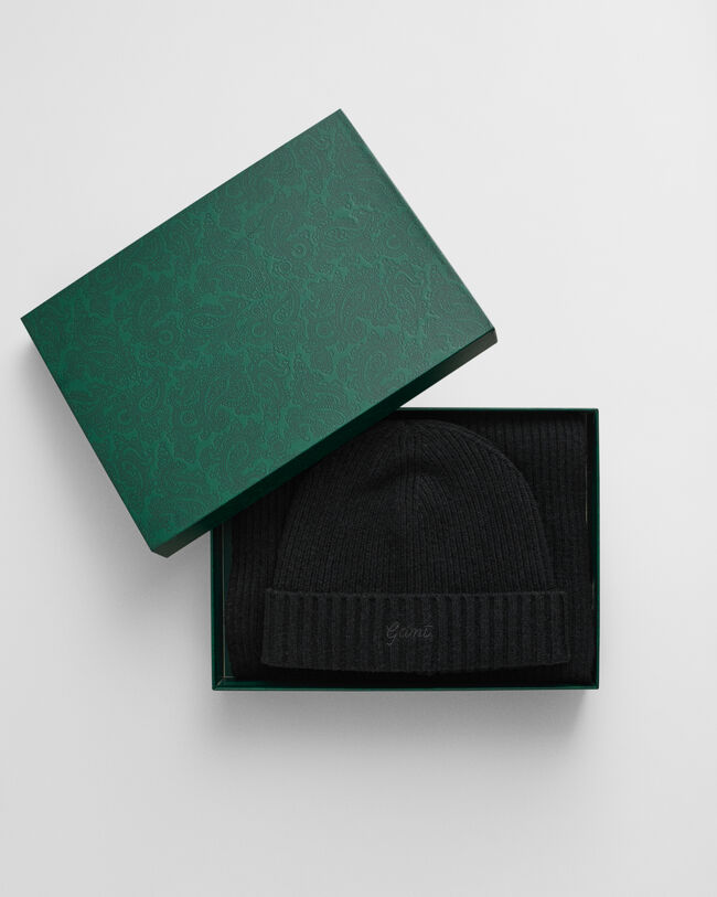  Set regalo berretto e sciarpa con scritta GANT