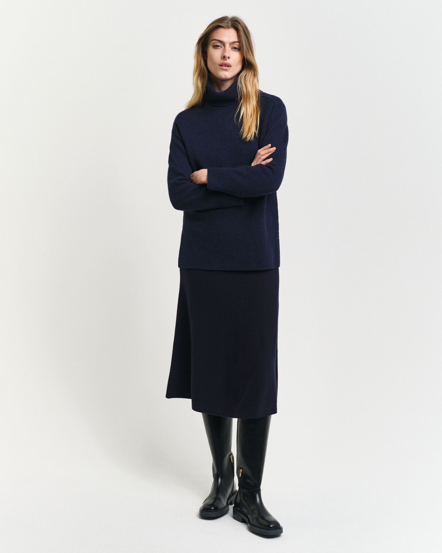 Maglia a collo alto con dettagli con motivo a spina di pesce