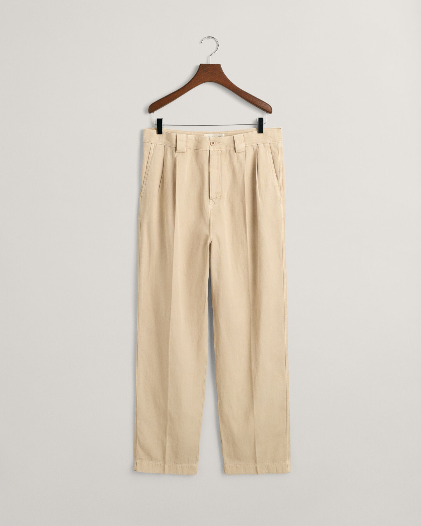 Pantaloni chino in misto cotone-lino plissettati
