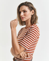 T-shirt a righe a coste