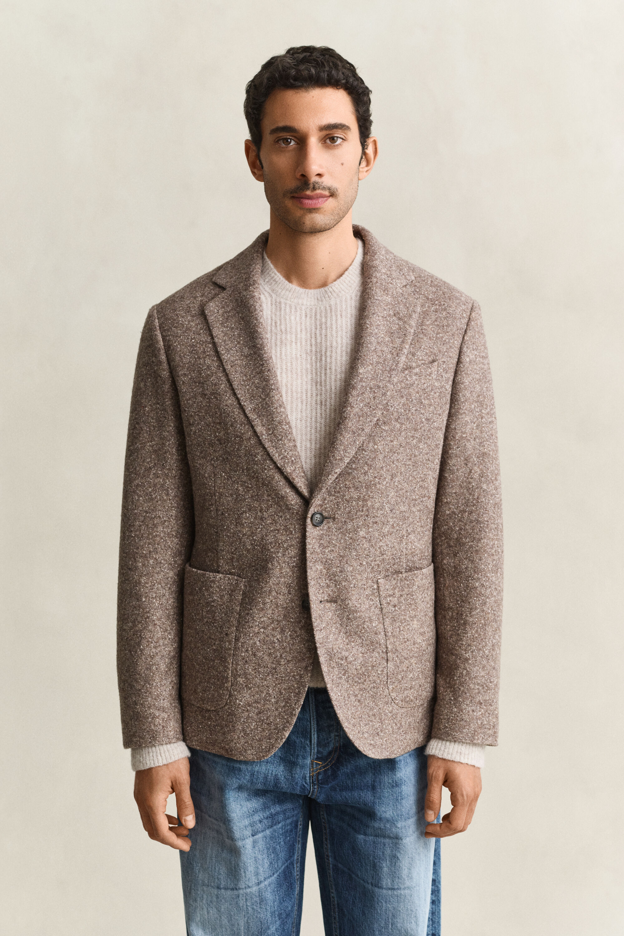 Blazer in jersey in lana e seta