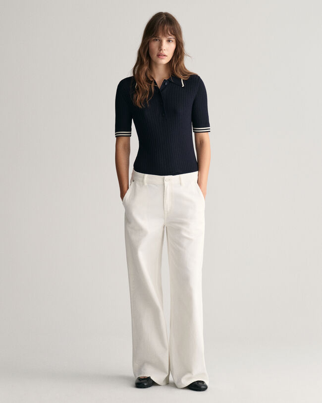 Polo in mini maglia a trecce