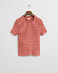 Maglia a maniche corte in cotone elasticizzato a trecce Teen Girls