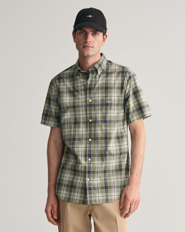 Camicia a maniche corte in popeline a quadri regular fit