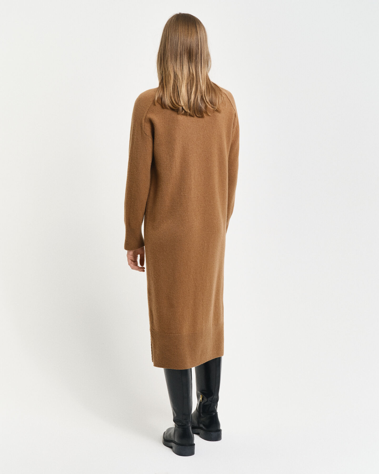 Abito a collo alto con dettagli con motivo a spina di pesce