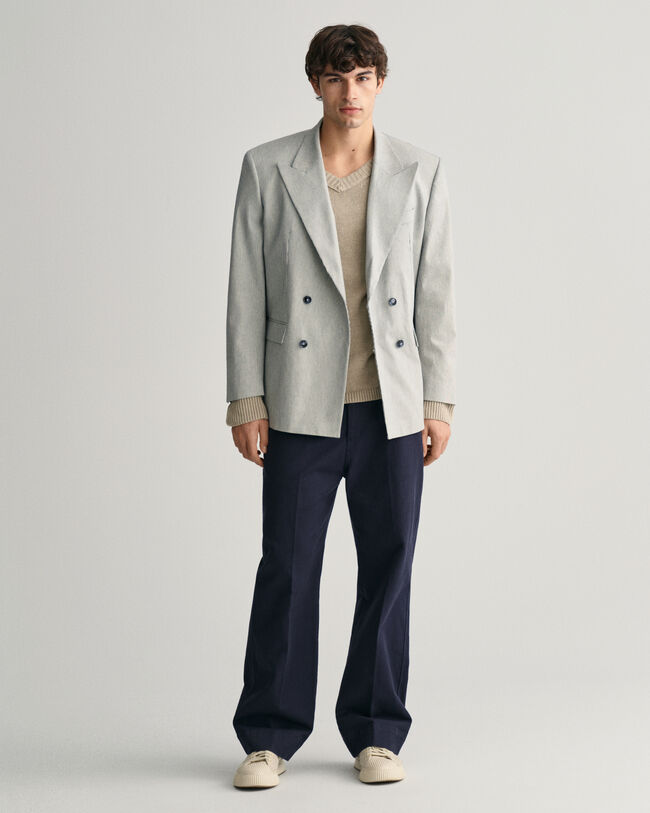 Maglia con scollo a V in misto lino