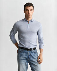 Maglia con zip corta in finissima lana merino