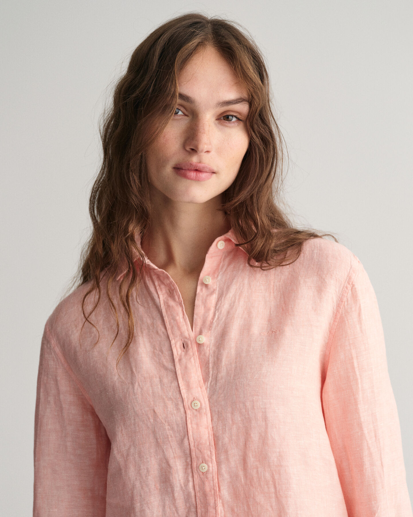 Camicia di lino a quadri in chambray regular fit