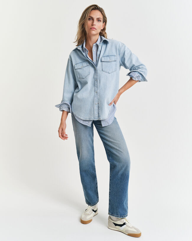 Camicia di jeans con taschino relaxed fit