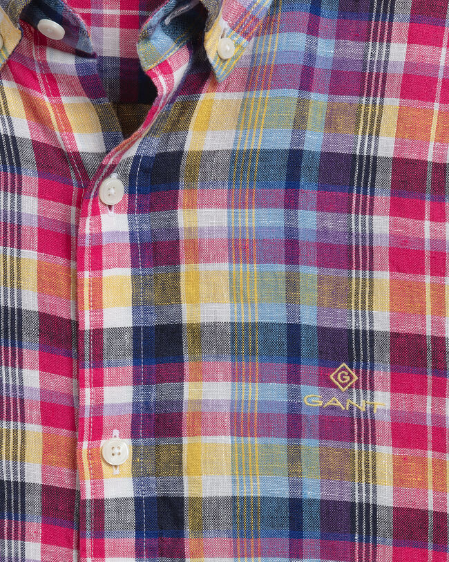 Camicia di lino in madras regular fit