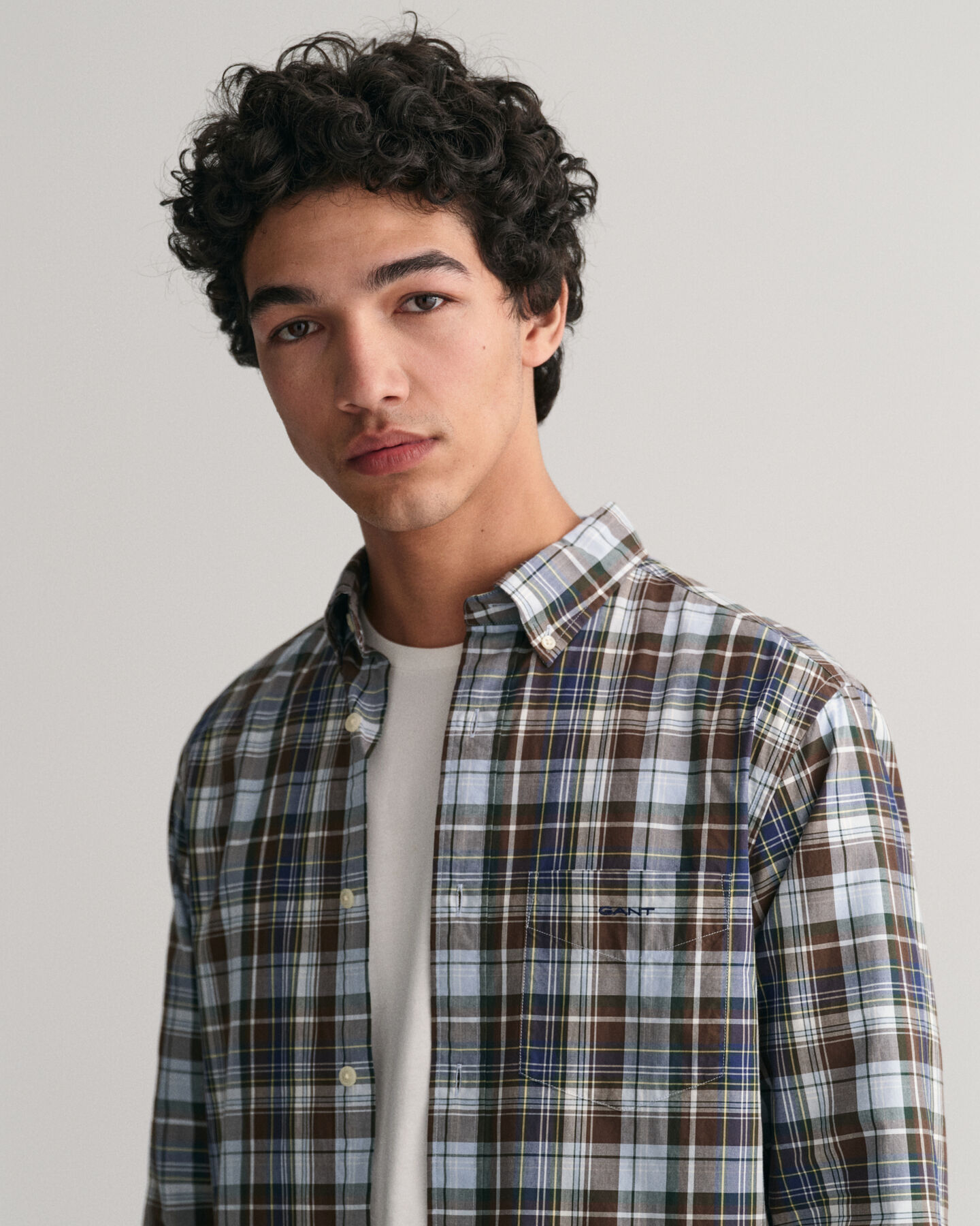 Camicia a quadri medi in popeline regular fit